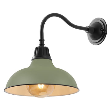 Aurora 12.25" Farmhouse Industrial Indoor/Outdoor Iron LED Gooseneck Arm Outdoor Sconce